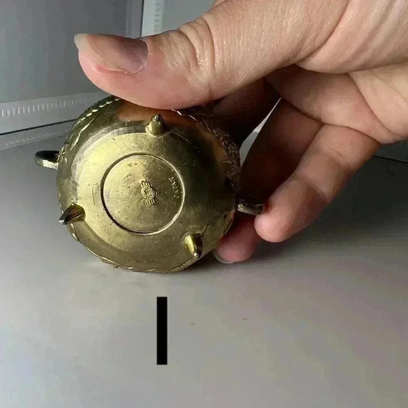 Vintage Gold Metal Incense Burner Japan Foo Dog Dragon 2” Mini Lidded Lid - Picture 4 of 8